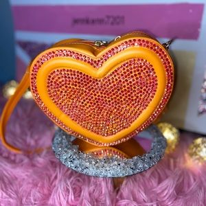 Orange Heart Bling Purse
